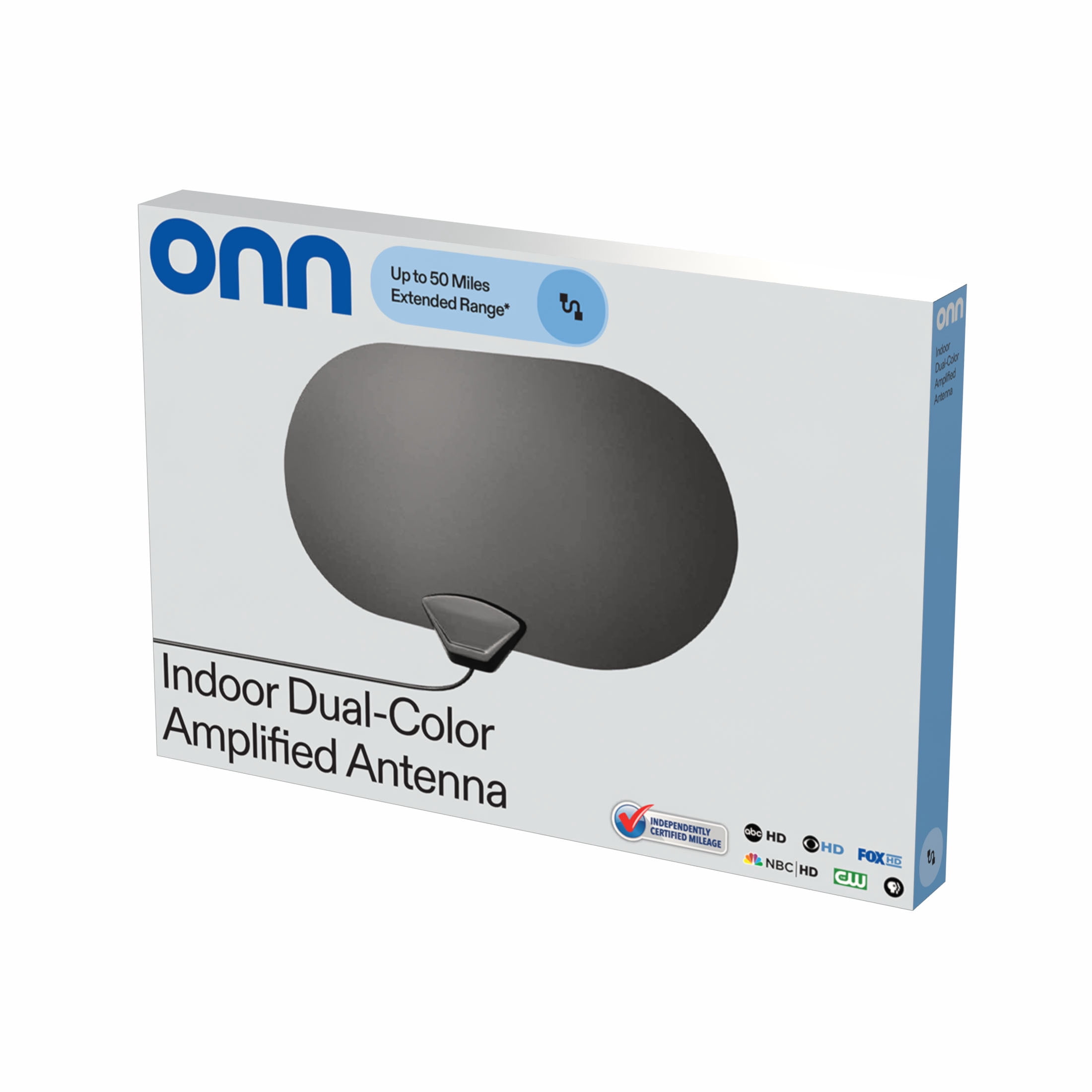 onn Outdoor TV Antenna with Mounting Pole, 85-Mile Range (Reception Varies by Location), Supports HDTV & 4K UHD