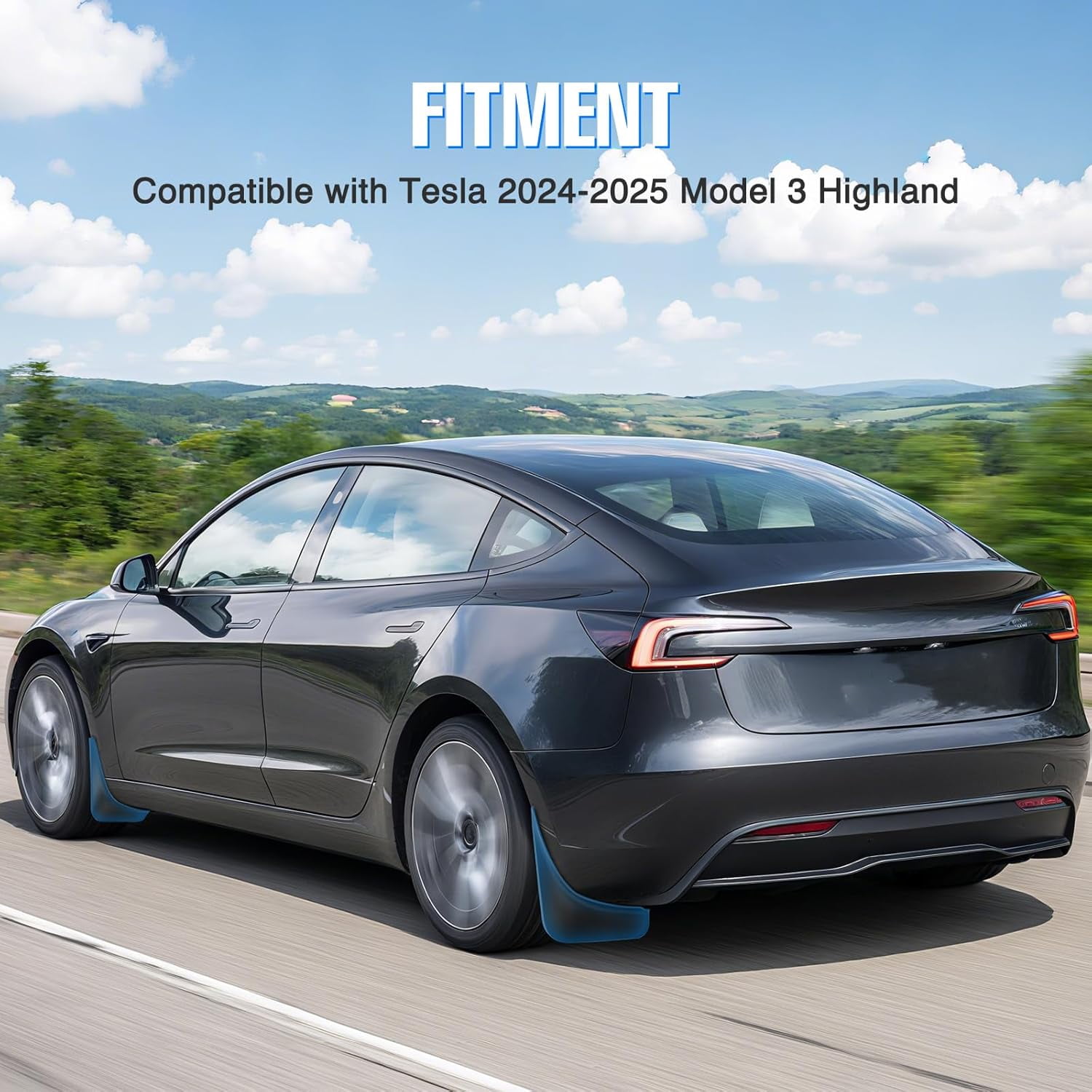 Nilight Mud Flaps for Tesla Model 3 Highland 2024 2025, No Drilling Precision Fit Exterior Accessories Heavy-Duty Splash Guards Protection, Front & Rear Set