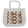 thumbnail image 1 of Cartoon Shopping Bag, Animals Pattern of Cat Dog and Bunny with Paw Prints and Hexagons, Eco-Friendly Reusable Bag for Groceries Beach and More, 15.5" X 14.5", Cream, by Ambesonne, 1 of 2