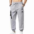 thumbnail image 2 of Zekutng Cargo Pants for Men Strap Decor Small Label Drawstring Tapered Jogger Pants,Sizes S-3XL, 2 of 6