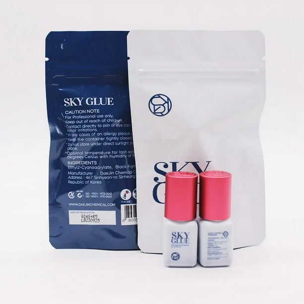 Sky Glue Original de Corea para extensiones de pestañas, pegamento negro potente para extensiones de pestañas, Pegamento de secado rápido de 1-2 segundos, baja irritación, 5ml( 1x 5ml Lady Black