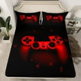 thumbnail image 2 of Manfei Game Repeat Twin Sheet Sets for Teen, Black Red Game Console Twin Fitted Sheet, Cartoon Gamepad Gaming Flat Sheet, Microfiber Bedroom Decor, 3 Pieces, 2 of 7