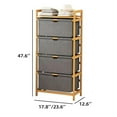 thumbnail image 2 of Colourtree 4 Drawers 17.8 Inch Section Freestanding Bamboo Bathroom Organizer with Pull Out Hamper Drawers Wooden Laundry Towel Cabinet Tower Three Part Compartment Sorter Basket, 2 of 6