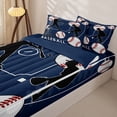 thumbnail image 3 of Castle Fairy Eat Sleep Baseball Zipper Twin Comforter Sets with Fitted Sheet and 2 Pillowcases, Sport Theme Zipper Bedding Set, Navy White,4-Piece,Navy Blue Reversible, 3 of 6