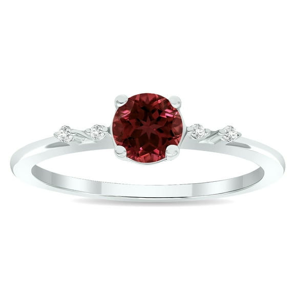 SZUL Women's Garnet and Diamond Sparkle Ring in 10K White Gold