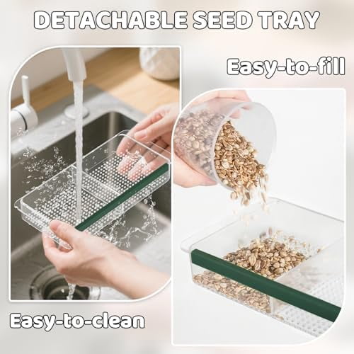 2-Pack Window Bird Feeder, 5 Strong Suction Cups Clear Feeder for Birds, Easy-to-Clean Detachable Feeding Tray, Weatherproof Garden Decor, Gifts for Bird Lovers, Cats-Clear