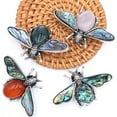 thumbnail image 5 of K-KED 5PCS Bee Mixed Natural Stone Body Abalone Wings Vintage Silver Pin Brooch-Gold Sand Stone, 5 of 9