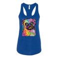 thumbnail image 3 of Funny Neon Pug | Dean Russo Art Animal Lover Ladies Racerback Tank Top, Royal, X-Large, 3 of 6
