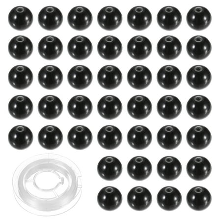 100Pcs Black Obsidian, 8mm Natural Stone Beads Loose Round Gemstone with Crystal Stretch Cord for Jewelry Making