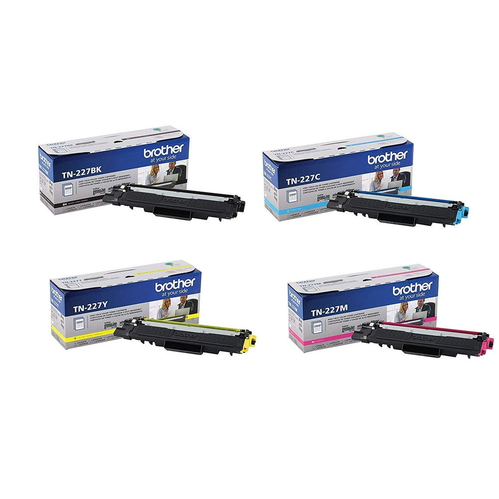 Brother TN227 4 High Yield Color Toner Set (BK/C/M/Y) (1) TN227BK, (1