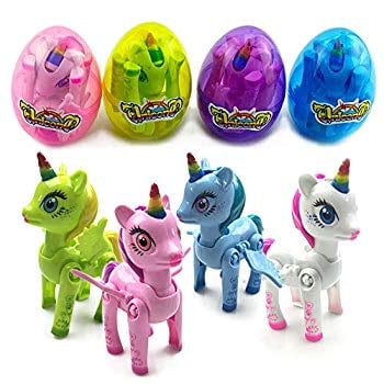 4 Pack YNOUU Jumbo Pony Unicorn Deformation Easter Eggs with Toys Inside Easter Basket Stuffers Fillers Easter Gifts for Kids Boys Girls Toddlers 