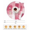 thumbnail image 6 of 15 Inch Round Placemats Set of 4, Pink Geometric Non Slip Heat Insulation PP Table Mats, Watercolor Ombre Modern Abstract Art Washable Place Mats for Kitchen Dining Party Table Decor, 6 of 7