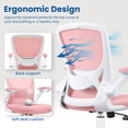 thumbnail image 3 of COOLHUT Office Chair, Ergonomic Office Chair, Comfort Home Office Task Chair, Lumbar Support Computer Chair with Flip-up Arms and Adjustable Height, 350LBS, Pink, 3 of 10