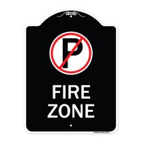 SignMission Designer Series Sign - Fire Zone (No Parking Symbol) | Black & White 18" x 24" Heavy-Gauge Aluminum Architectural Sign | Protect Your Business & Municipality | Made in the