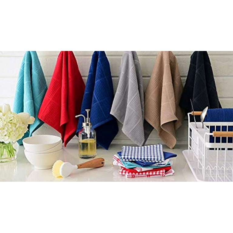 100% Cotton Flat Waffle Dish Cloths For Washing Dishes, 12x13, 4