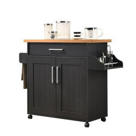Hodedah Hik78 Black-beech Kitchen Cart