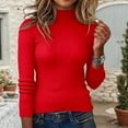 thumbnail image 5 of SGMVNU Womens Turtleneck Sweaters Basic Pullovers Long Sleeve Sweater Tops Casual Soft Knit Fit Lightweight 2025 Fall Work Outfits Red S, 5 of 8