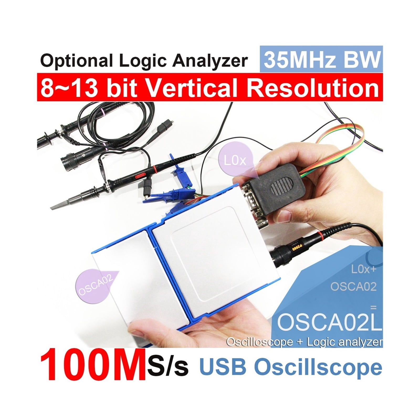 Oscilloscope 100MS/s Sampling Rate, 35MHz Bandwidth, for automobile, hobbyist, student, engineers ,Professional Designed