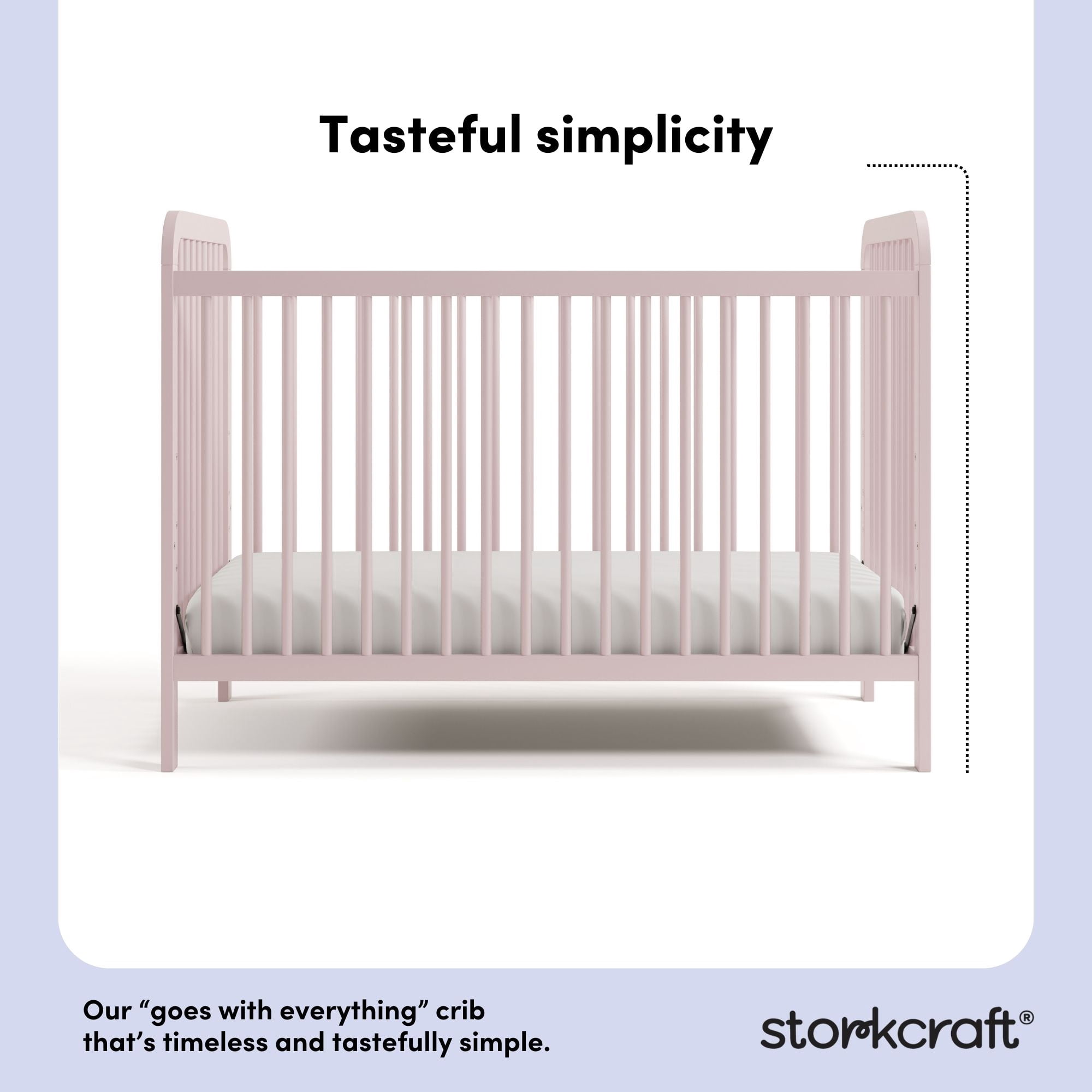 Storkcraft Pasadena 3-in-1 Convertible Baby Crib – GREENGUARD Gold Certified, 100% Solid Wood, Fits Standard Crib Mattress, Converts to Toddler Bed and Daybed, 4 Mattress Heights  , Blush