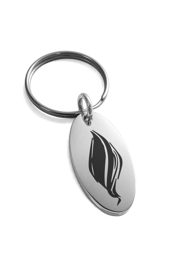 Stainless Steel Elemental Fire Nation Engraved Small Oval Charm Keychain Keyring