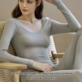 thumbnail image 5 of 1 set of lace edge slimming thermal underwear thin section Slimming beauty body cotton fall clothes and pants set - Pea green, 5 of 5