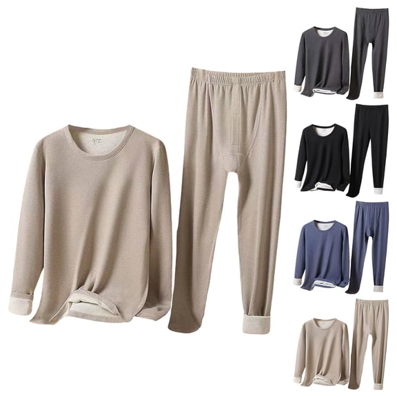 Men’s Soft Fleece Thermal Underwear Set Long Sleeve Top and Pants Winter Couple