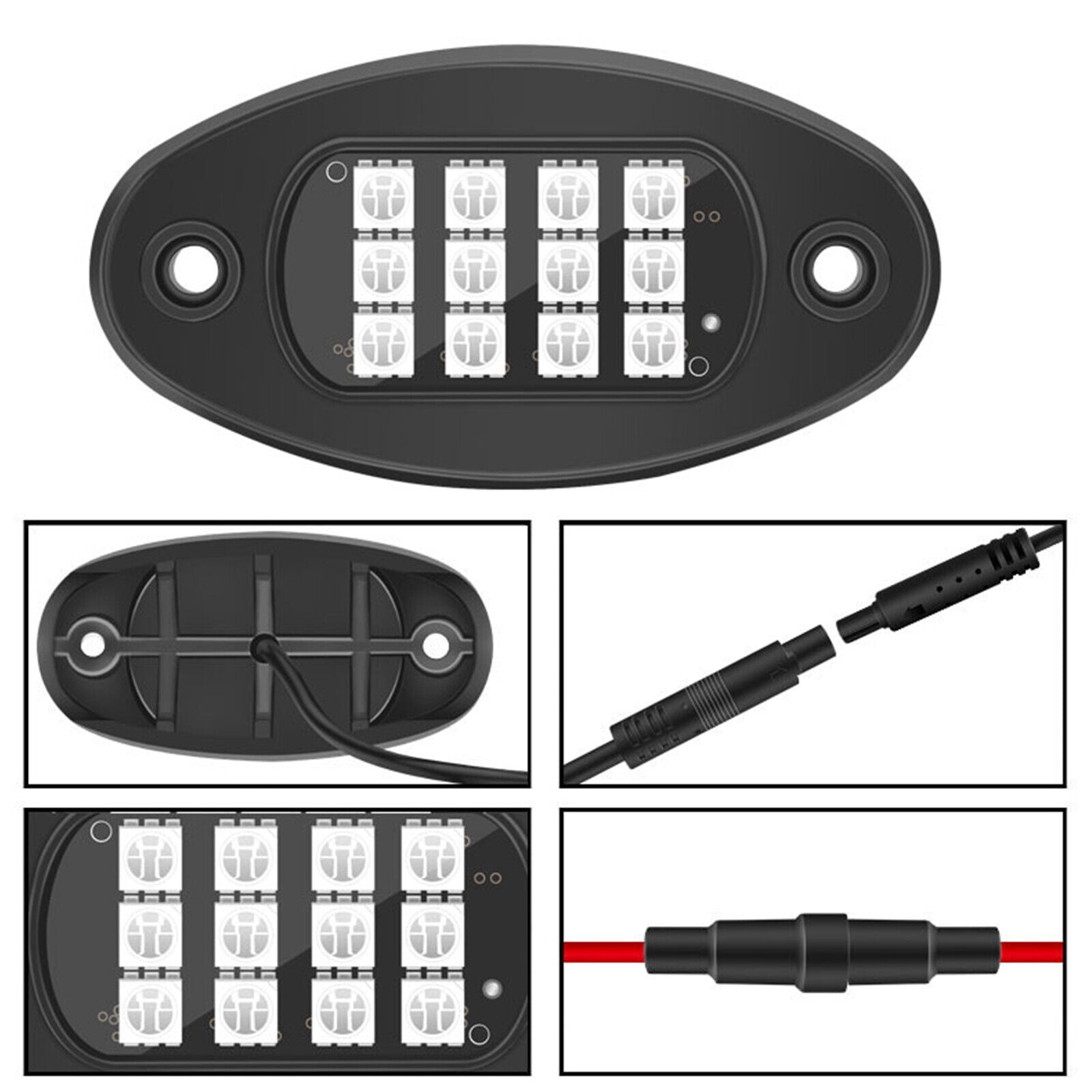Yiyasu LED Exterior Decorative Lights fits Truck Underbody RGB Long-Term Durability 12 Piece