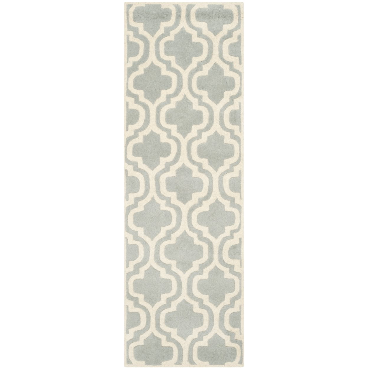 SAFAVIEH Chatham Henry Geometric Quatrefoil Wool Area Rug, Grey/Ivory, 4' x 4' Round