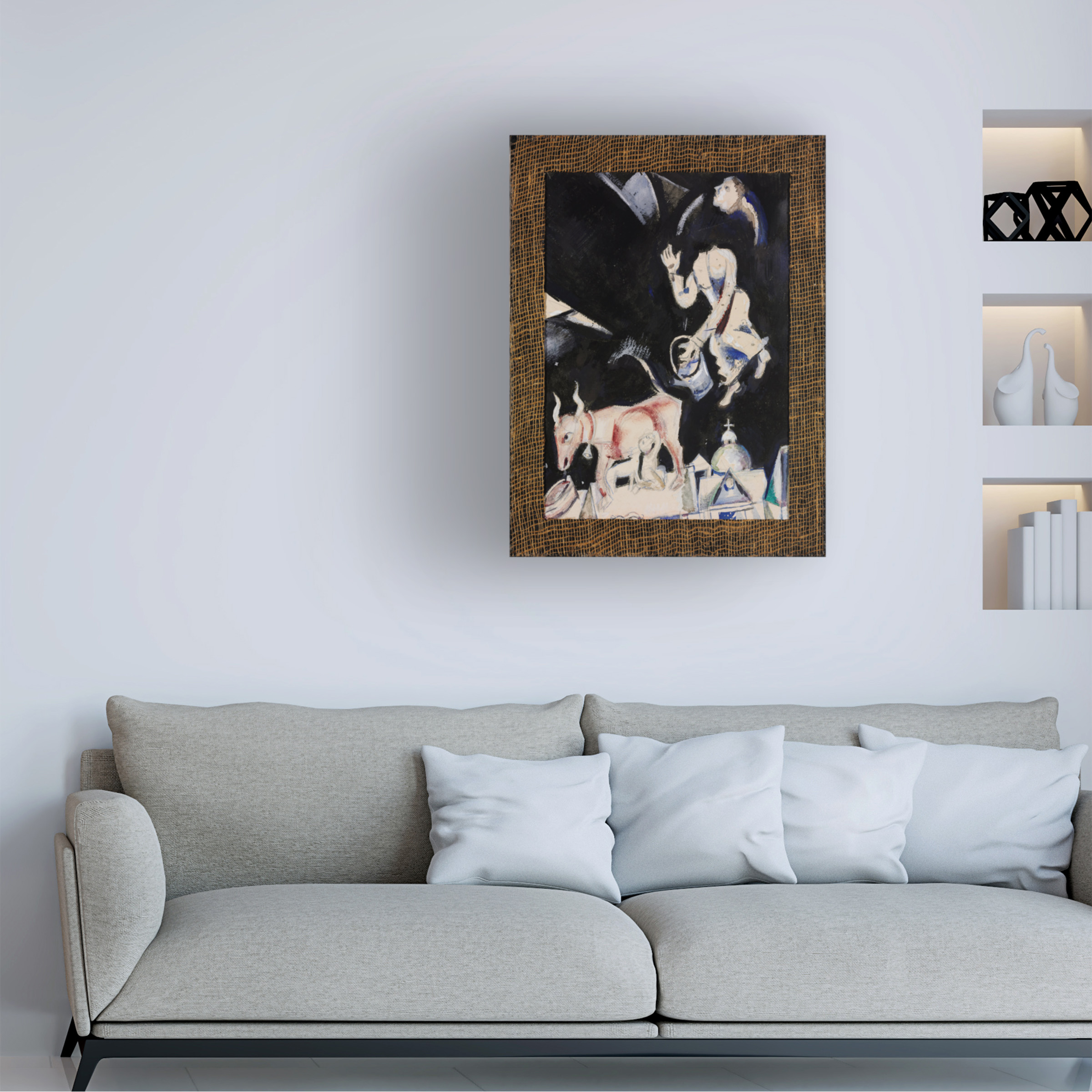 Marc Chagall 'Donkey On The Roof' Canvas Art