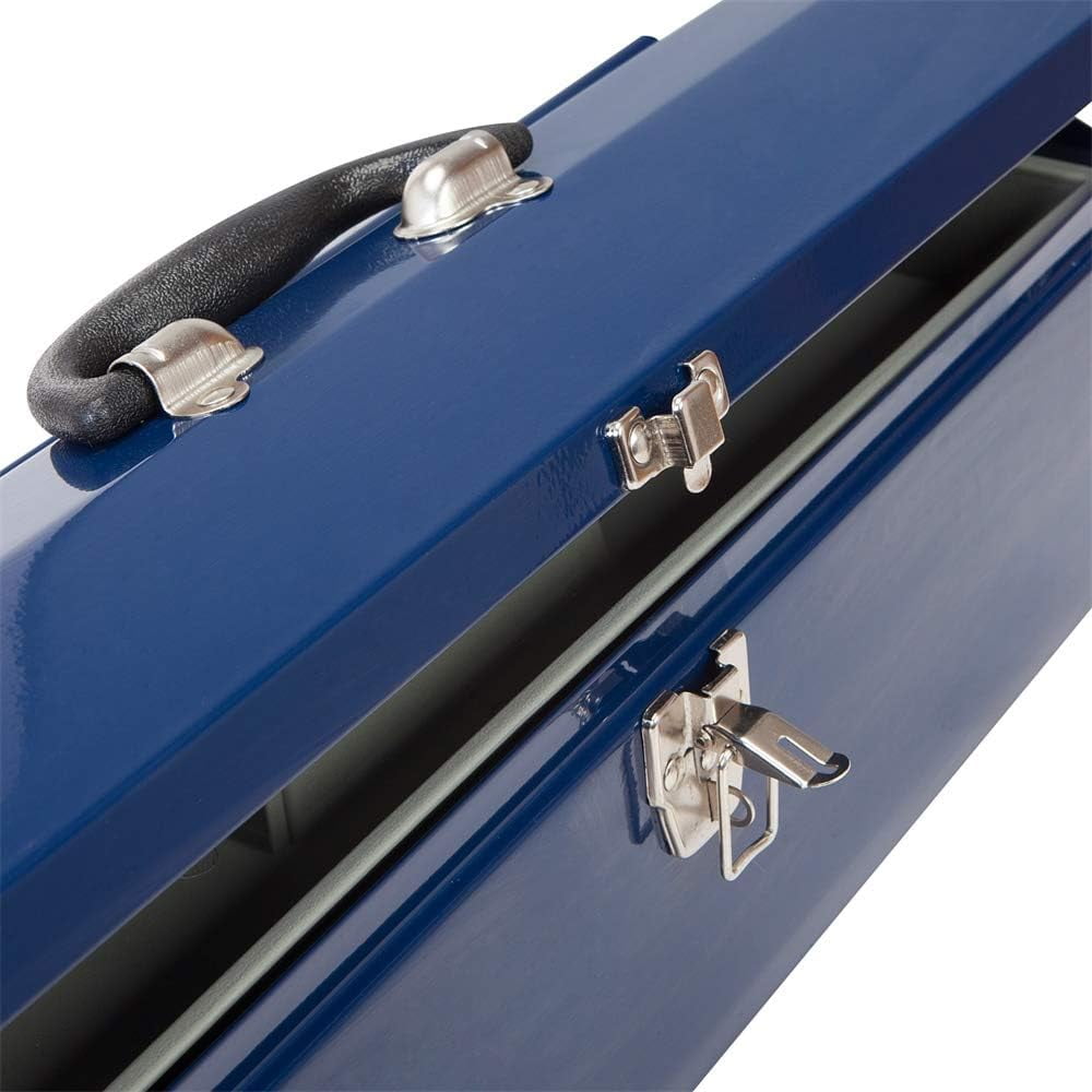 HPDMC Metal Tool Box Set of 2 - 19" Heavy Duty Steel Toolbox with Metal Latch - Portable Hip Roof Style Mechanic Tool Boxes for Car, Truck, Tractor & Home - Blue