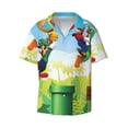 thumbnail image 2 of Lsque Mario print Men's Cuban Collar Short Sleeve Shirt Summer Beachwear Casual Button Down Fashionable Vacation Leisure Shirt-XX-Large, 2 of 7