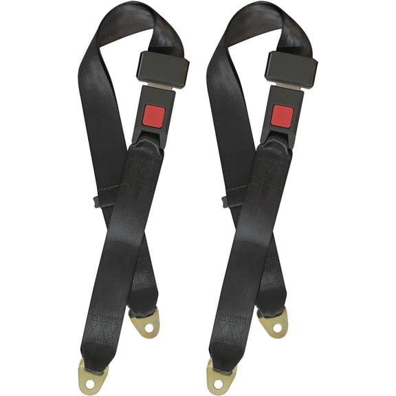 Universal Lap Seat Belt 2 Point Adjustable Safety Seat Belt for Go Kart, Club Golf Cart, 2 Pack in Black,48 Inch