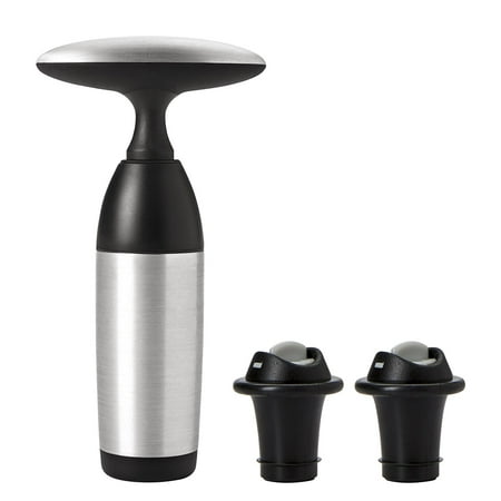 SteeL Vacuum Wine Saver and Preserver with Two Stoppers, Keeps wine fresh longer than cork alone By