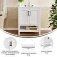 thumbnail image 5 of Merrick Lane 30 Inch Bathroom Vanity with Ceramic Sink, Carrara Marble Finish Countertop, Storage Cabinet with Soft Close Doors and Open Shelf in White/Black, 5 of 10