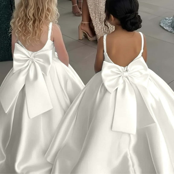 JIAYUE Girls Dresses Elegant Cathedral Train Wedding Photography Pageant Formal Dresses For Child Special Occasions(Beige)