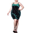 thumbnail image 2 of Agnes Orinda Women's Plus Size Velvet Sleeveless Cami Bodycon Club Party Mini Dresses, 2 of 6