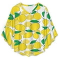 thumbnail image 4 of Lemon Print Women's V-Neck Blouse With 3/4 Ruffled Bell Sleeves Casual Top Ladies Blouses, 4 of 7