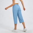 thumbnail image 4 of Womens High Waisted Capri Pants Light Wide Leg Business Casual Pants Trendy Work Crop Pant with Zipper Pockets, 4 of 8