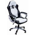 thumbnail image 3 of ViscoLogic Chaise de Bureau Pivotante de Style de Course TURBO Gaming (Blanc & Noir), 3 of 3