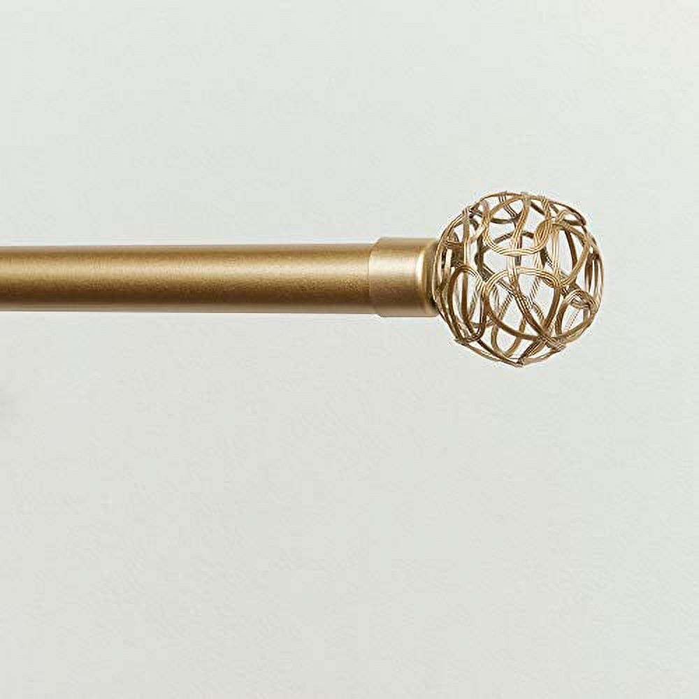 Exclusive Home Catherine 1" Curtain Rod and Finial Set, Gold, Adjustable 66"-120"