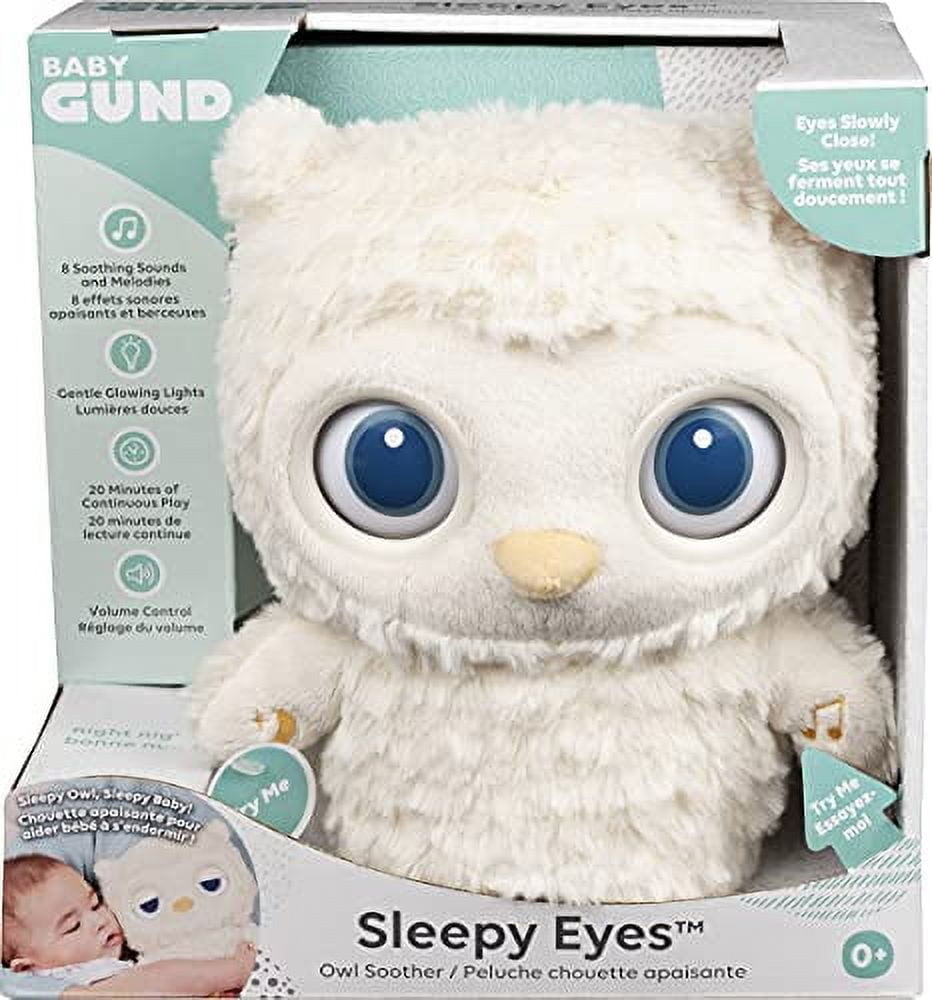 GUND Sleepy Eyes Owl Plush Sleep Soother with Night Light & Sound Machine for Babies, 8”
