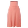 thumbnail image 1 of A2Y Women's Solid A-Line Fold Over Waist Band Flared Midi Skirt Ash Rose 1X, 1 of 3