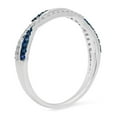 thumbnail image 2 of 0.25 Carat (ctw) 18K White Gold Round Blue Sapphire & White Diamond Ladies Anniversary Wedding Band Swirl Stackable Ring, 2 of 4
