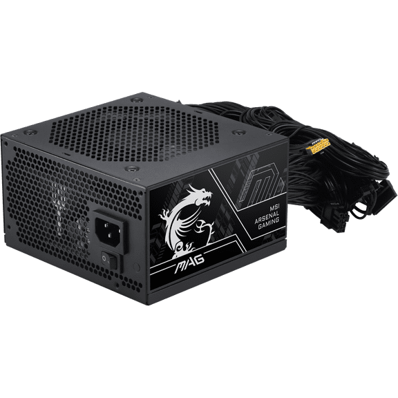 MSI MAG A750BN PCIE5, Non-Modular Compact Gaming 750W Power Supply, 80 Bronze, ATX 3.1 & PCIe 5.1 Ready, Low-Noise Fan, Embossed Jacket Cables, 5 Year Warranty