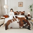 thumbnail image 6 of Manfei Brown Cow Print Queen Comforter Set for Adult, Rustic Farmhouse Bedding Sets, Modern Fashion Reversible Bedding Comforter Set, Breathable Home Decor, 3 Pieces, 6 of 9