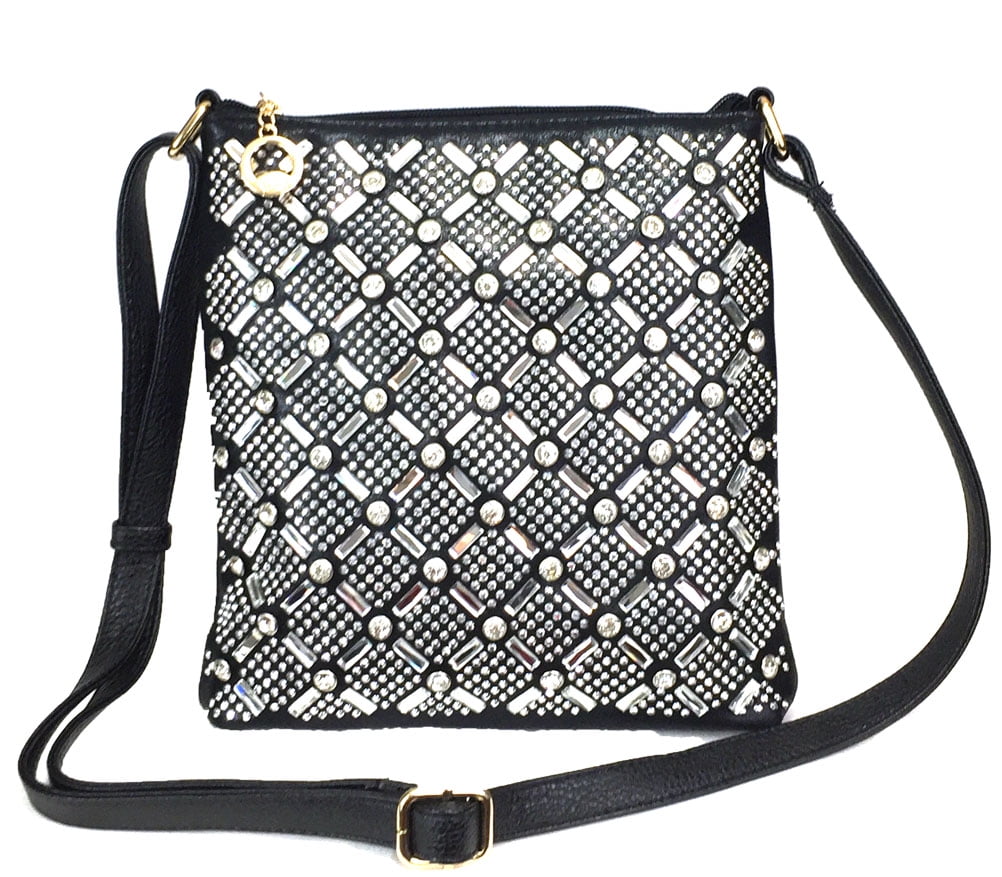 Zzfab Rhinestone purse Maximum Bling Crossbody bag Black