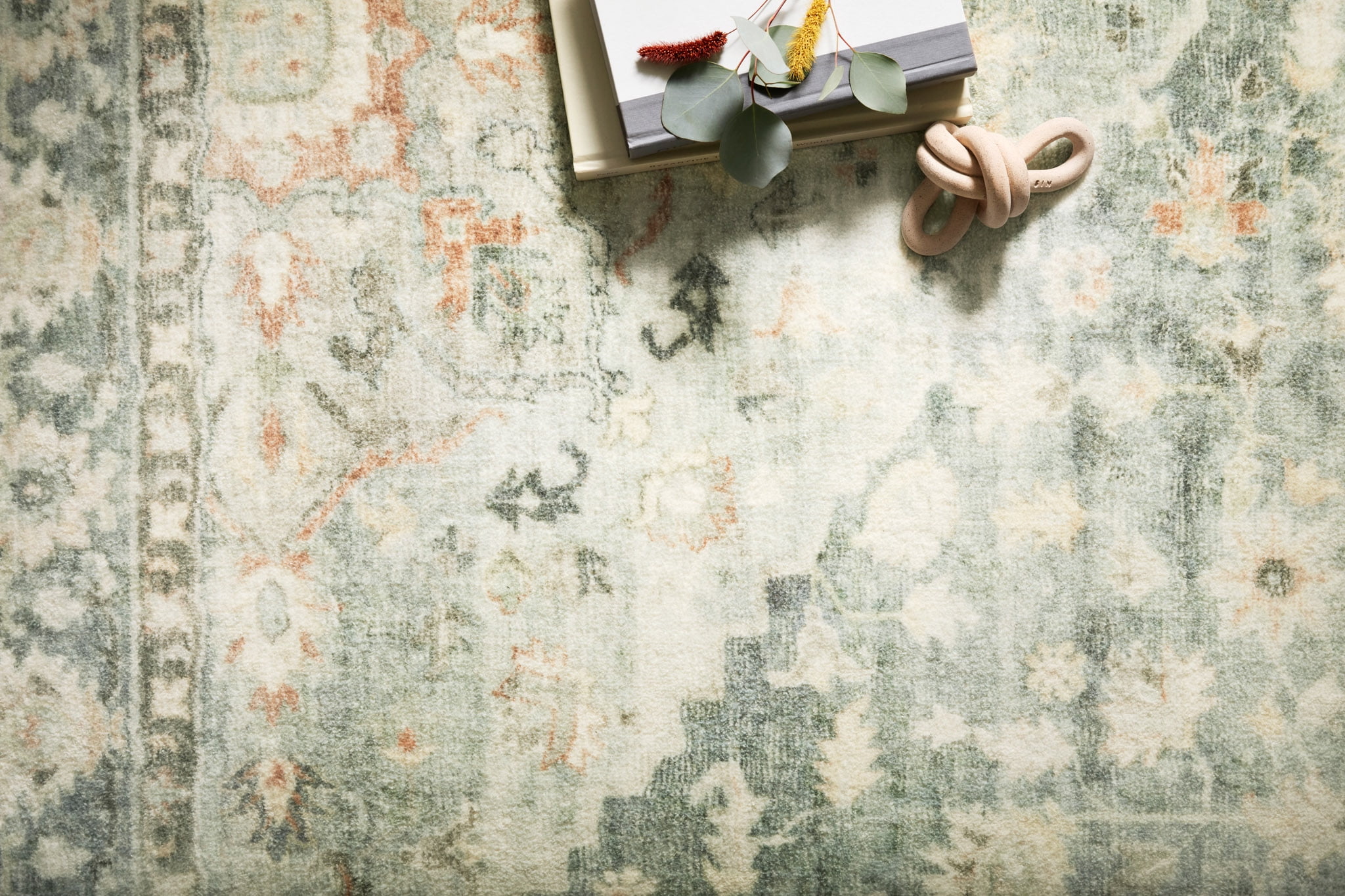 Loloi Rosette Teal / Ivory 18" x 18" Sample Rug
