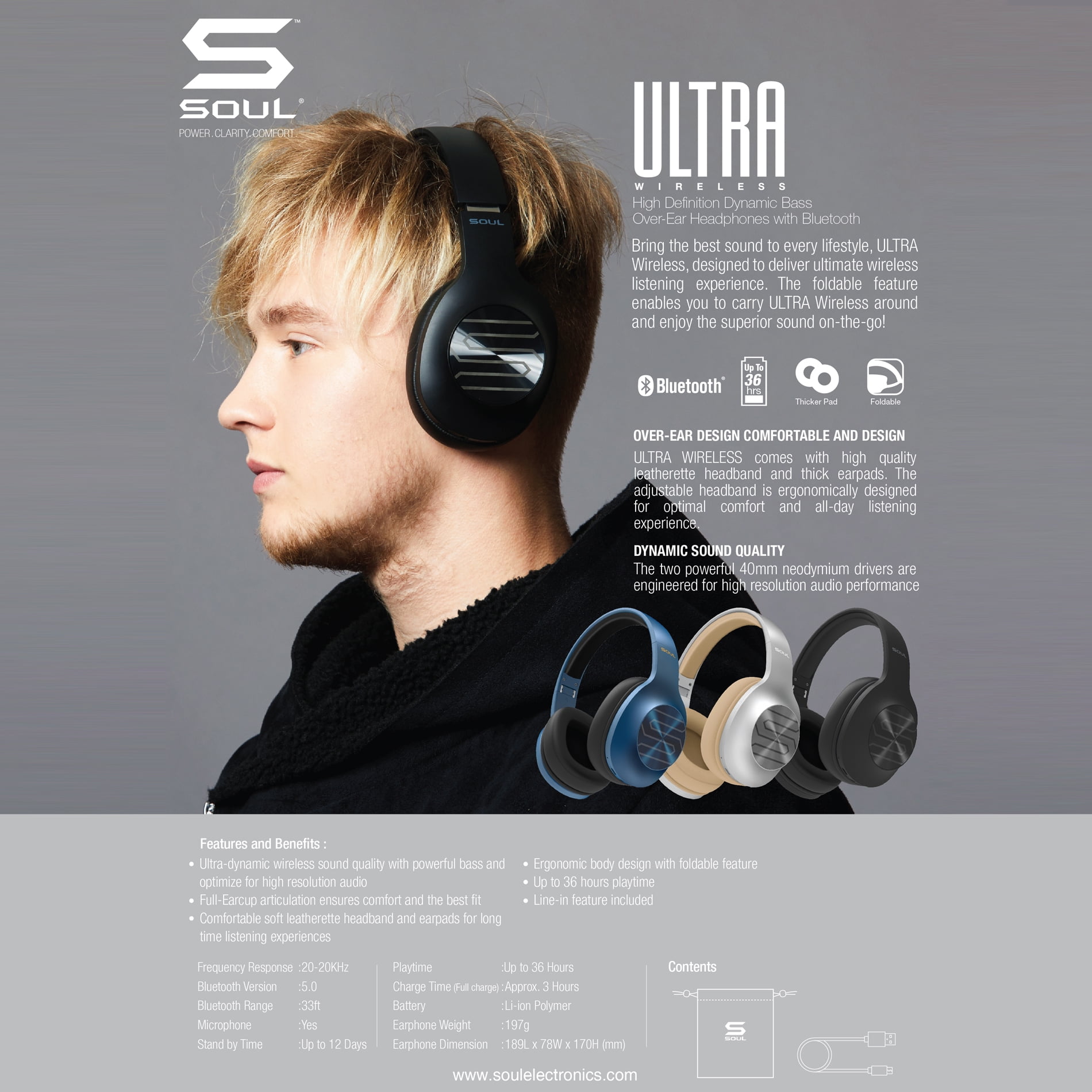 Soul Electronics Ultra Wireless Foldable Over Ear Stereo