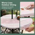 thumbnail image 5 of Round Outdoor Tablecloth with Umbrella Hole and Zipper, Farmhouse Pink Tablecloth with Elastic Waterproof, Farmhouse Pink Line Striped Patio Table Covers for 45" - 54" Picnic Pool Tables, 5 of 9