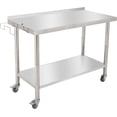 thumbnail image 1 of 48x24 In Stainless Steel Work Table with Wheels Hooks and Backsplash Adjustable Shelf Heavy Duty Commercial Prep Table for Kitchen Garage Home Use, 1 of 6